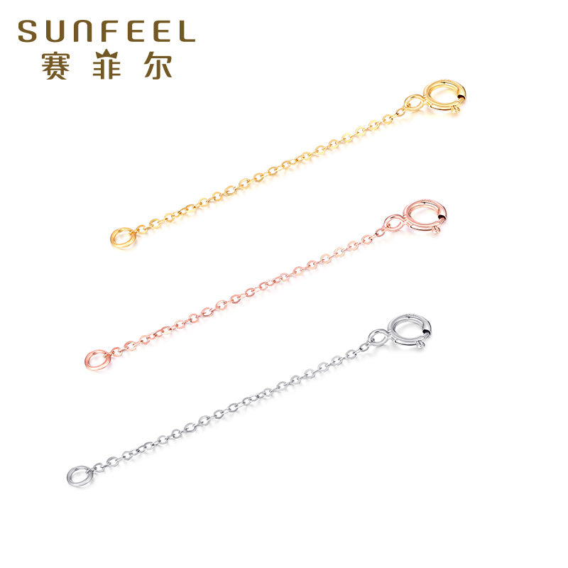 18K Gold O-Shaped Adjustable Extender Chain for Necklace & Bracelet,