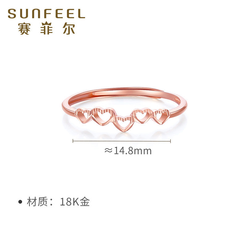 Elegant 18K Rose Gold Love Knot Ring with Heart Detail - Heart Measures Approximately 14.8mm Wide and 3.6mm High