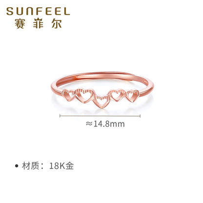 Elegant 18K Rose Gold Love Knot Ring with Heart Detail - Heart Measures Approximately 14.8mm Wide and 3.6mm High