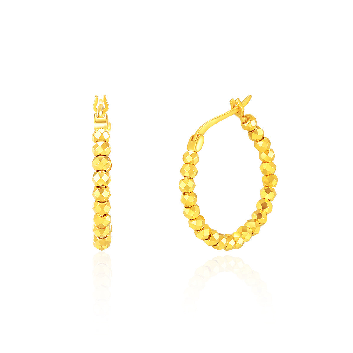 Stylish 18K Gold Geometric Disco Ball Bead Earrings - Perfect Party-Wear Gift for Her