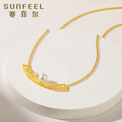 Collier pendentif visage souriant en or 18 carats, diamants et perles de SUNFEEL : un cadeau radieux pour votre chéri(e) 