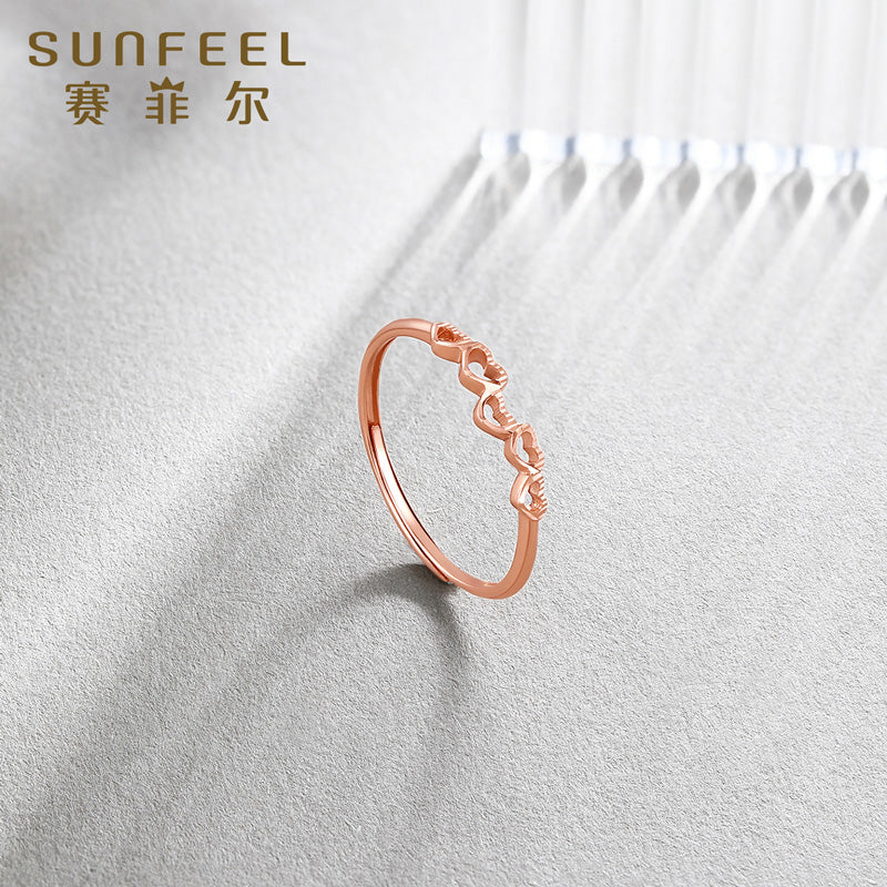 Elegant 18K Rose Gold Love Knot Ring with Heart Detail - Heart Measures Approximately 14.8mm Wide and 3.6mm High