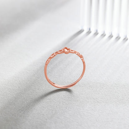 Bague trèfle de luxe en or rose 18 carats pour femme, largeur 4,5 mm, design uni, cadeau idéal pour une petite amie