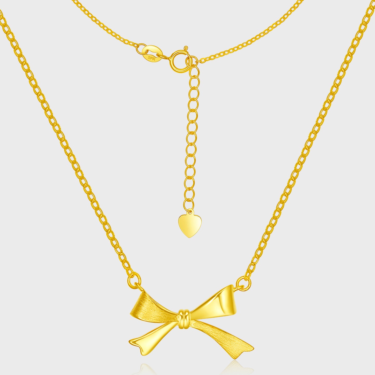 18K/Au750 Yellow Gold Bowknot Necklace - Light Luxury Clavicle Chain for Women - 18 Inch - Ideal for Weddings, Engagements, Parties,Womenr's Gift