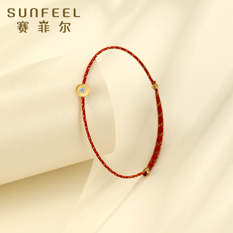 18K Gold Diamond Enamel Bead Bracelet with Adjustable Length, Featuring 0.5cm Diameter and 0.6cm Thickness, Radiant Diamond Jewelry Accessory