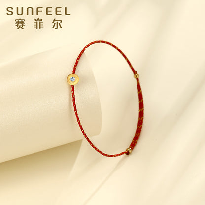 18K Gold Diamond Enamel Bead Bracelet with Adjustable Length, Featuring 0.5cm Diameter and 0.6cm Thickness, Radiant Diamond Jewelry Accessory