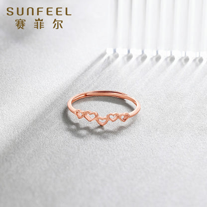 Elegant 18K Rose Gold Love Knot Ring with Heart Detail - Heart Measures Approximately 14.8mm Wide and 3.6mm High