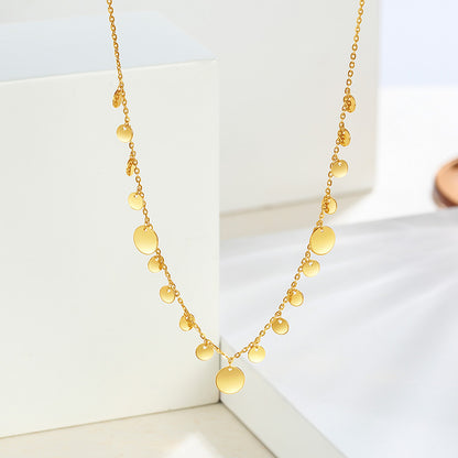 SUNFEEL's 18K Gold Disc Pendant Necklace: A Chic and Stylish Collarbone Chain for Your Fashionable Girlfriend