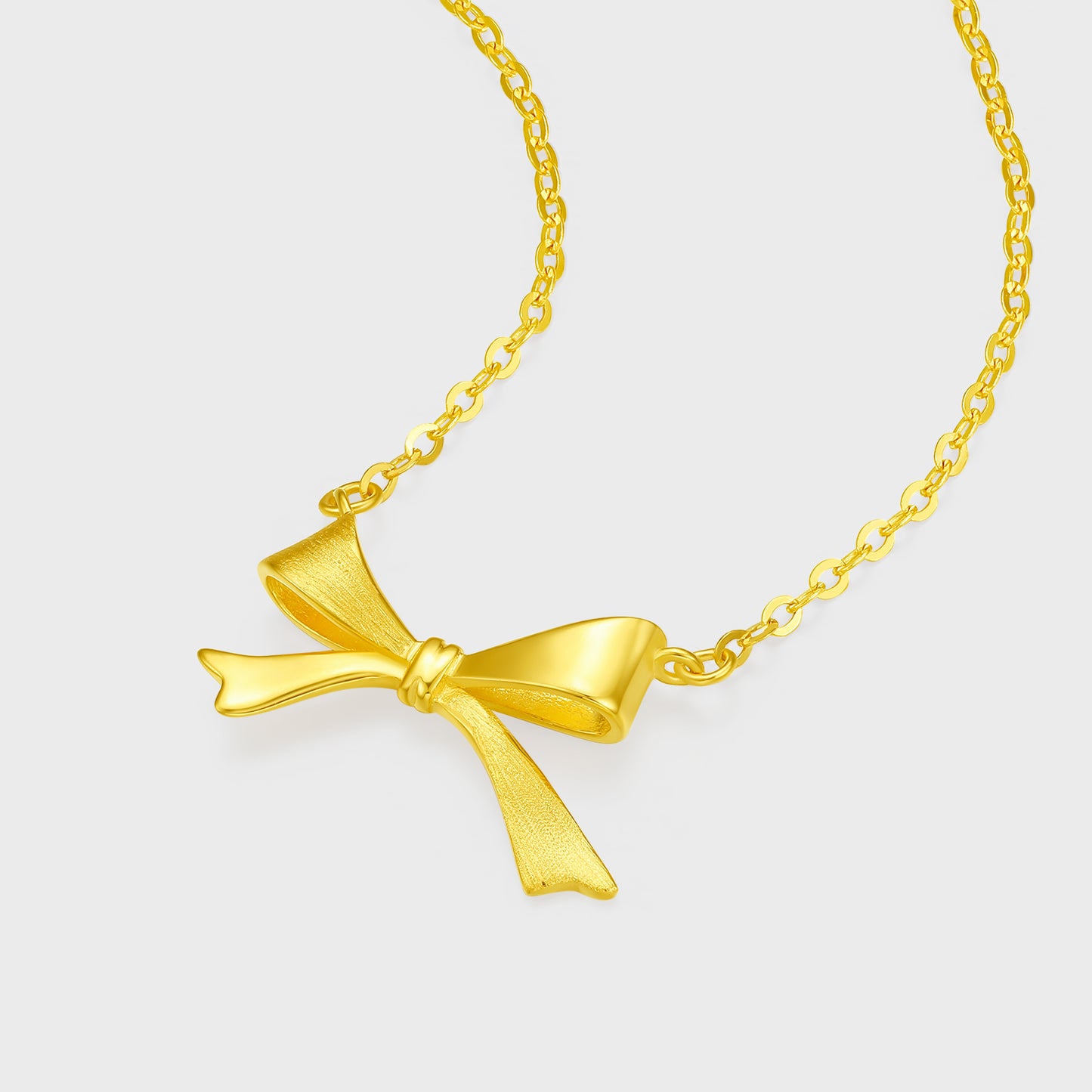 18K/Au750 Yellow Gold Bowknot Necklace - Light Luxury Clavicle Chain for Women - 18 Inch - Ideal for Weddings, Engagements, Parties,Womenr's Gift