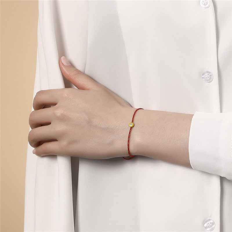 18K Gold Diamond Enamel Bead Bracelet with Adjustable Length, Featuring 0.5cm Diameter and 0.6cm Thickness, Radiant Diamond Jewelry Accessory