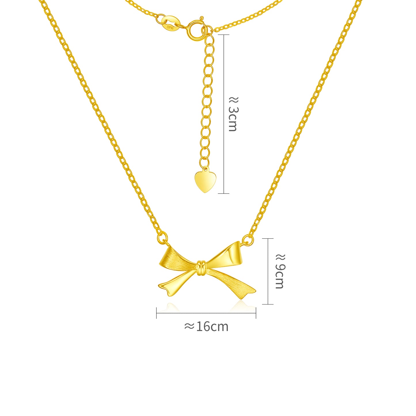 18K/Au750 Yellow Gold Bowknot Necklace - Light Luxury Clavicle Chain for Women - 18 Inch - Ideal for Weddings, Engagements, Parties,Womenr's Gift