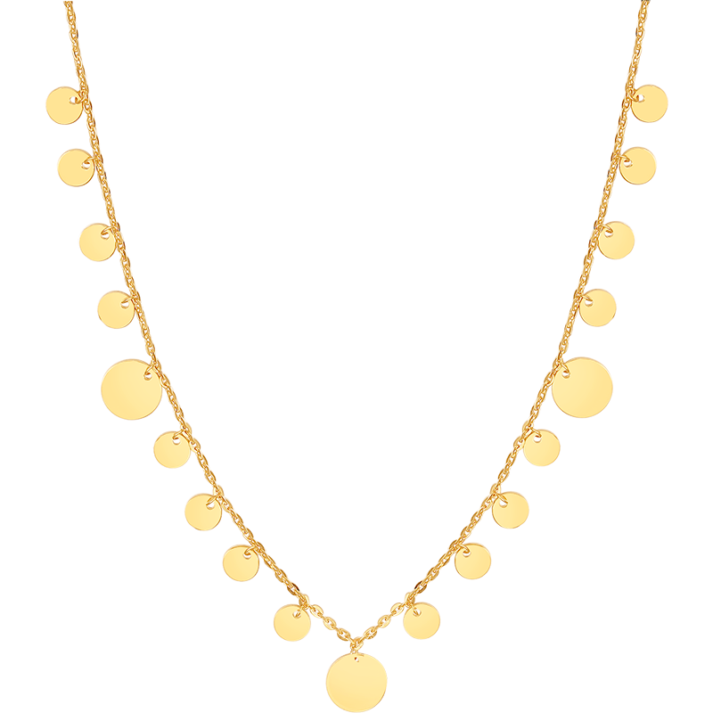 SUNFEEL's 18K Gold Disc Pendant Necklace: A Chic and Stylish Collarbone Chain for Your Fashionable Girlfriend