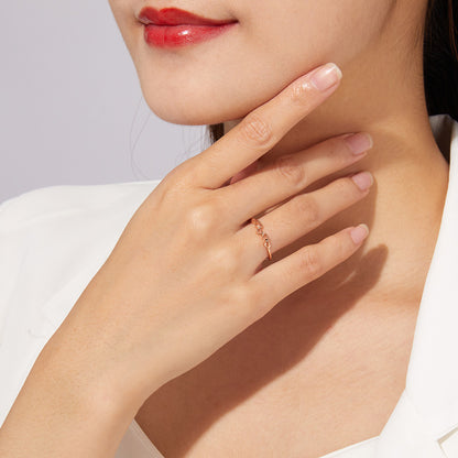 Elegant 18K Rose Gold Love Knot Ring with Heart Detail - Heart Measures Approximately 14.8mm Wide and 3.6mm High