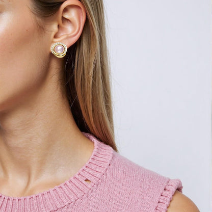 SUNFEEL Stud Earrings for Women, 14K Gold Plated Sterling Silver Pearl Earrings with Cubic Zirconia Hypoallergenic Jewelry Gift for Mom, Wife, Girlfriend, Daughter for Mother's Day, Anniversary, Birthday, Party