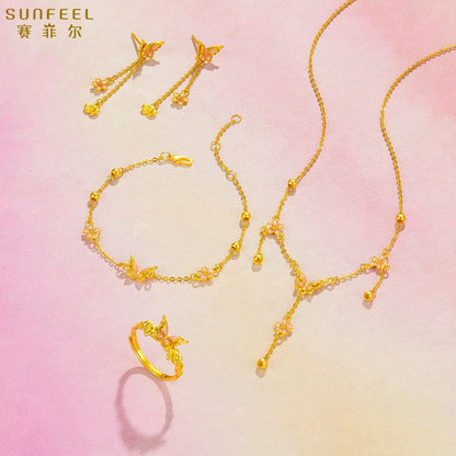 SUNFEEL 24K Gold Butterfly Drop Earrings Tassel Flower Dangle Earrings  Fairy Earrings for Women Girls