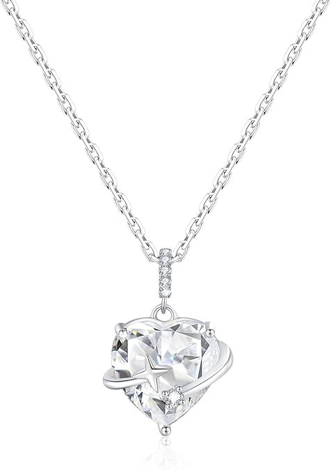 SUNFEEL 925 Sterling Silver Heart Necklace, Dainty Heart Necklaces for Women Trendy Jewelry Gifts for Mom Wife Girlfriend Bridesmaids for Anniversary Valentine's Day Birthday Wedding 16 + 2'' Extender