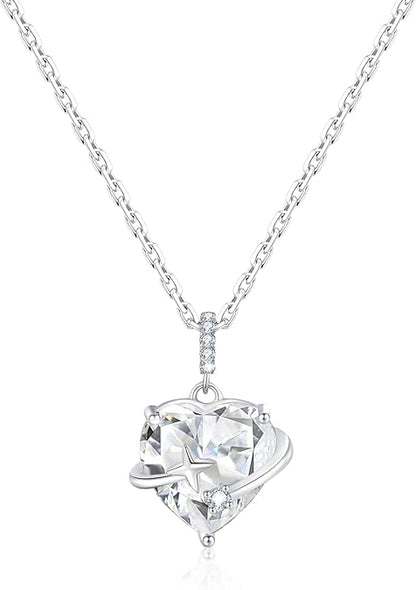 SUNFEEL 925 Sterling Silver Heart Necklace, Dainty Heart Necklaces for Women Trendy Jewelry Gifts for Mom Wife Girlfriend Bridesmaids for Anniversary Valentine's Day Birthday Wedding 16 + 2'' Extender