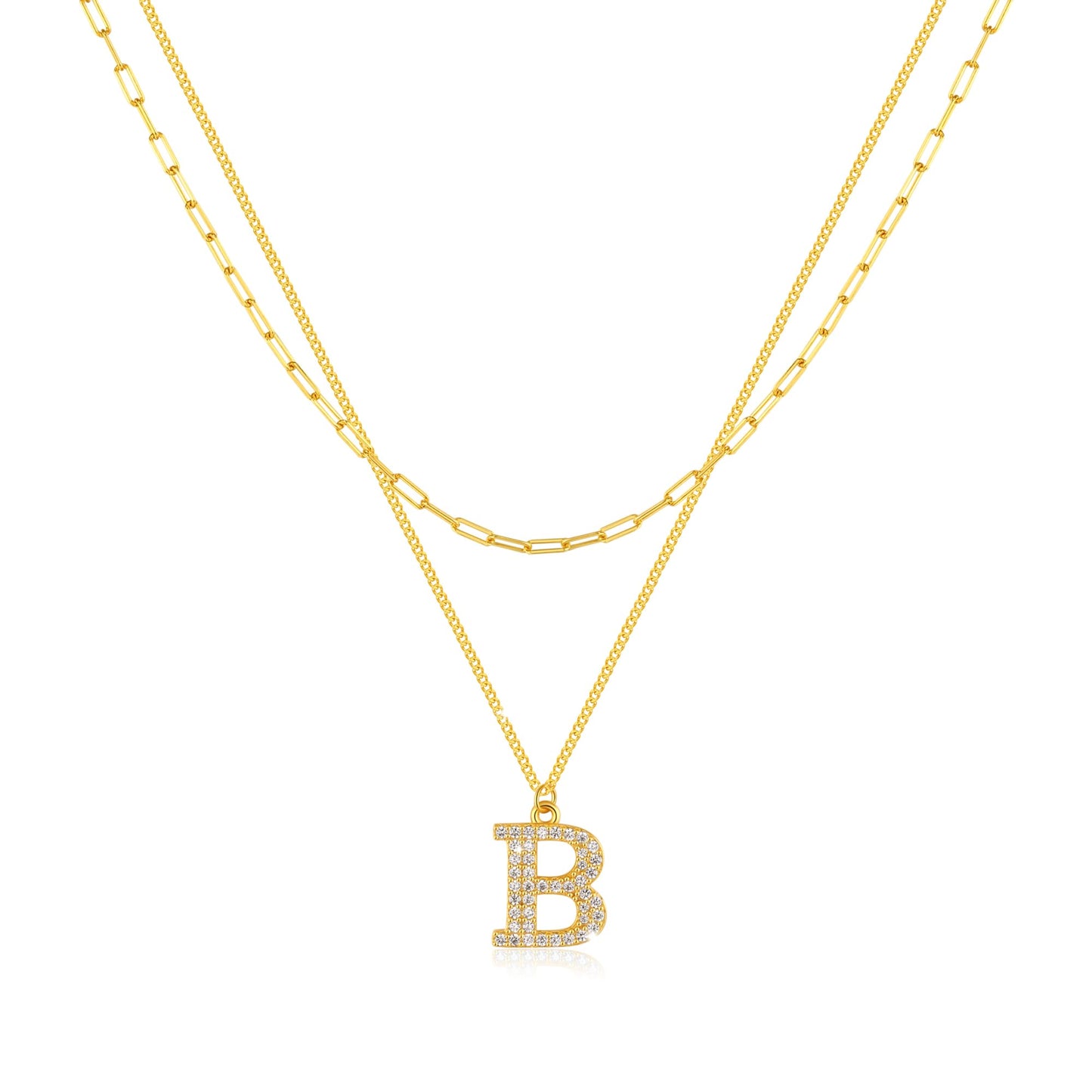 SUNFEEL Dainty Initial Necklace for Women Layered Necklace 14K Gold Plated 925 Sterling Silver Cute Letter Trendy Initial Layering Necklaces for Women Jewelry Gifts for Mom Wife Girlfriend Bridesmaids