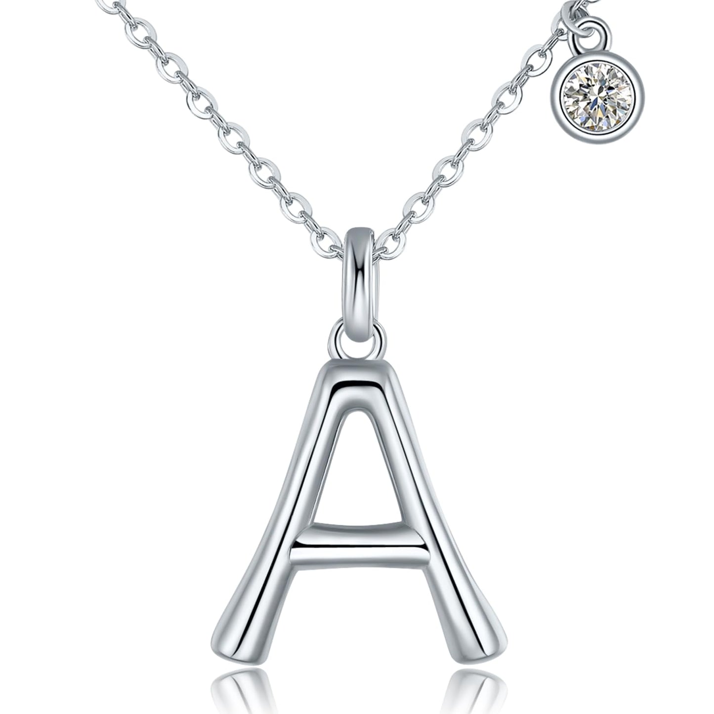 SUNFEEL Initial Necklaces for Women, 925 Sterling Silver Letter Necklace with Cubic Zirconia Inlay, Dainty Jewelry Gift for Mom, Wife, Girlfriend, Daughter for Mother's Day, Anniversary, Birthday, Party