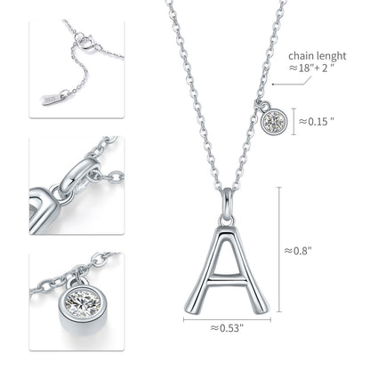SUNFEEL Initial Necklaces for Women, 925 Sterling Silver Letter Necklace with Cubic Zirconia Inlay, Dainty Jewelry Gift for Mom, Wife, Girlfriend, Daughter for Mother's Day, Anniversary, Birthday, Party