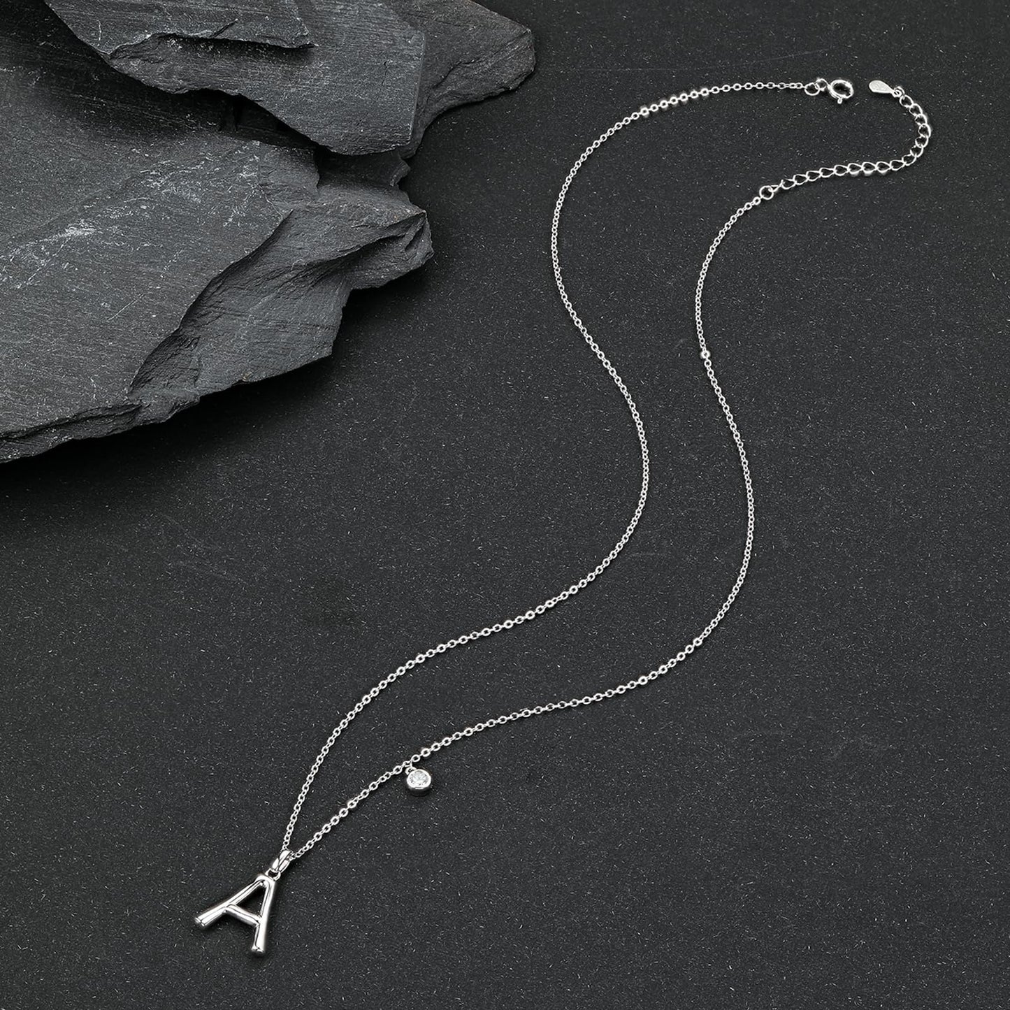 SUNFEEL Initial Necklaces for Women, 925 Sterling Silver Letter Necklace with Cubic Zirconia Inlay, Dainty Jewelry Gift for Mom, Wife, Girlfriend, Daughter for Mother's Day, Anniversary, Birthday, Party