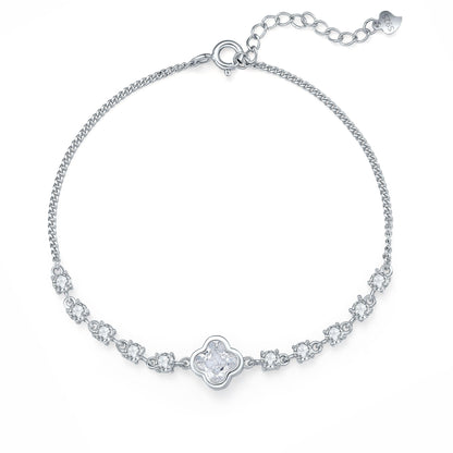 SUNFEEL 4-Leaf Clover Bracelet for Women, Lucky Charm Dainty Flower Bracelet, Elegant Adjustable Jewelry Gift for Her, Birthday, Valentine's Day, Everyday Wear