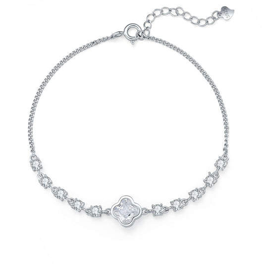 SUNFEEL 4-Leaf Clover Bracelet for Women, Lucky Charm Dainty Flower Bracelet, Elegant Adjustable Jewelry Gift for Her, Birthday, Valentine's Day, Everyday Wear