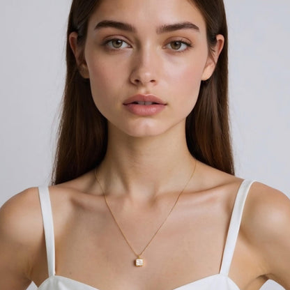 SUNFEEL Mother of Pearl Pendant Necklace for Women 14K Gold Plated Sterling Silver Necklace Dainty Jewelry Gifts for Mom Wife Girlfriend Bridal for Wedding Prom Birthday Anniversary Party, Length 16+2 Inch