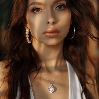 SUNFEEL Real Single Pearl Pendant Necklace for Women, 925 Sterling Silver Trendy Double Ring Pearl Necklace for Mother Wife Girlfriend Bridesmaid Jewelry Gifts for Wedding Prom Birthday Anniversary