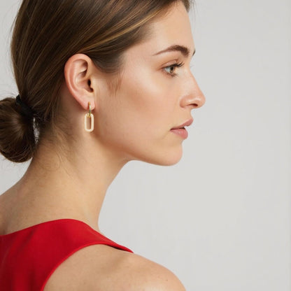 SUNFEEL Gold Paperclip Earrings for Women Trendy, 14K Gold Plated 925 Sterling Silver Dainty Paperclip Cubic Zirconia Dangle Earrings, Hypoallergenic Fashion Gold Jewelry Gifts for Women