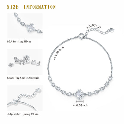 SUNFEEL 4-Leaf Clover Bracelet for Women, Lucky Charm Dainty Flower Bracelet, Elegant Adjustable Jewelry Gift for Her, Birthday, Valentine's Day, Everyday Wear