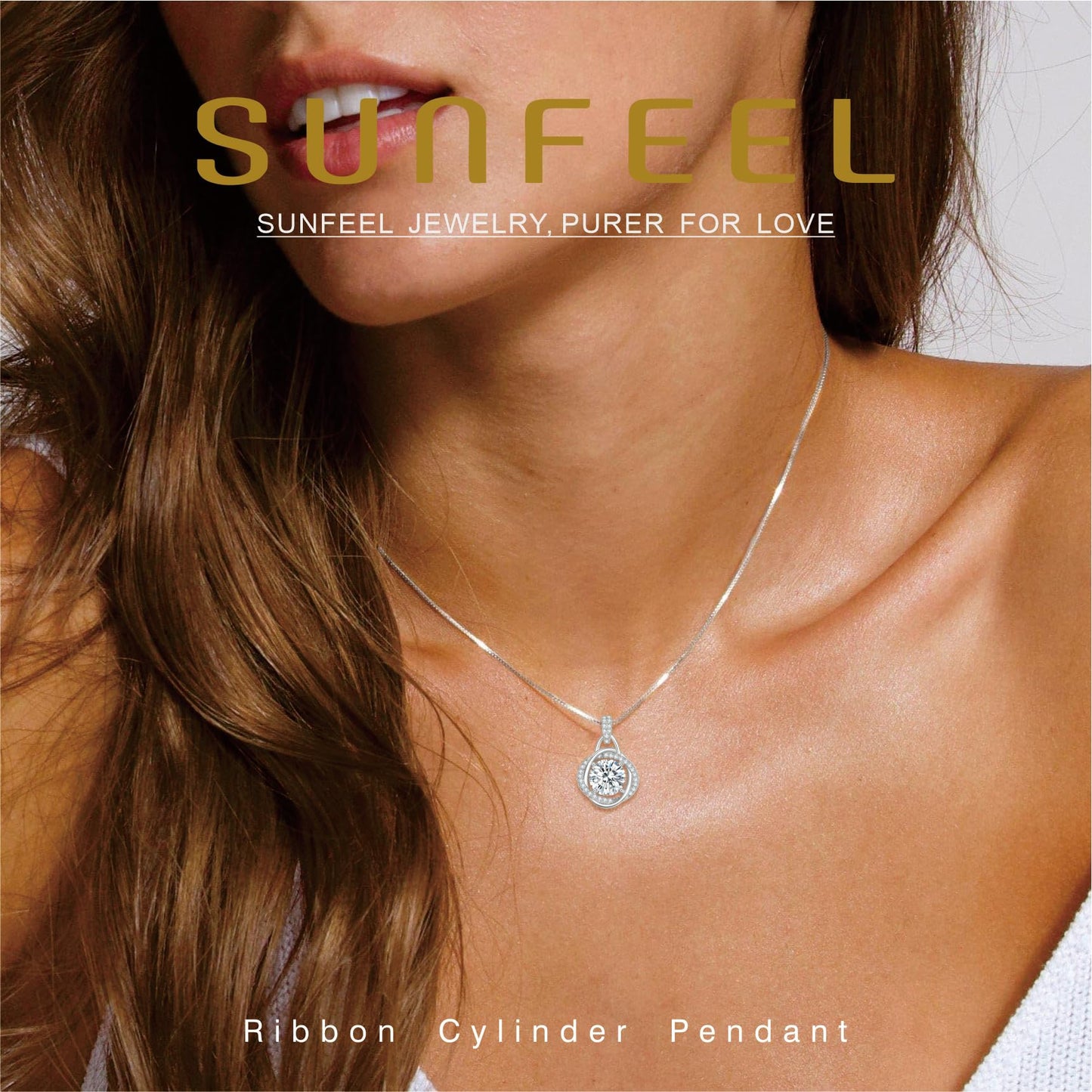 SUNFEEL Mothers Day Gifts for Mom 925 Sterling Silver Cubic Zirconia Pendant Necklace 16+2'' Extender for Women Jewelry Gifts for Mother Wife Girlfriend Bride for Prom Party Wedding Anniversary