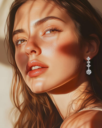 SUNFEEL 14K White Gold Plated Sterling Silver Cubic Zirconia Drop Dangle Earrings For Women, Wedding Earrings For Brides Bridesmaid, Bridal Jewelry Gift For Prom Birthday Anniversary