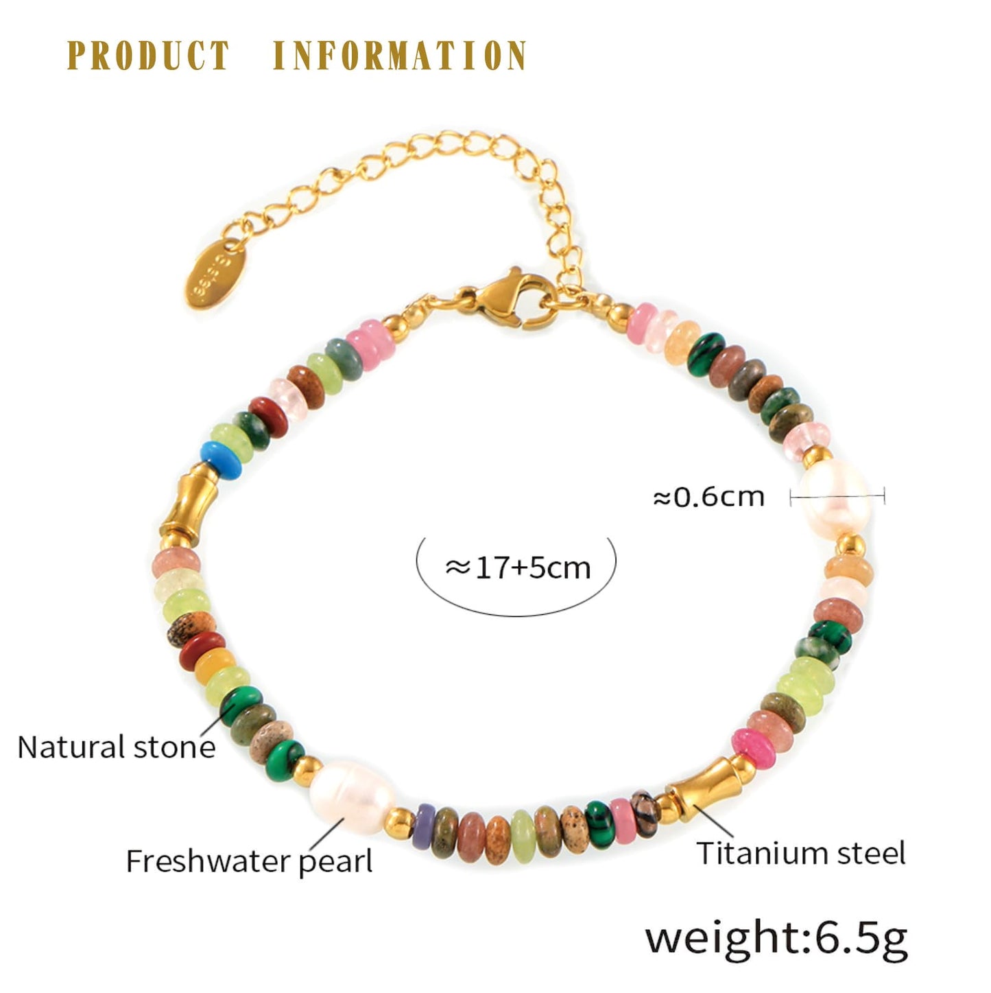 SUNFEEL Boho Beaded Bracelets for Women Colorful Natural Stone Bracelets Gold Pearl Chain Jewelry For Friendship and Birthday Gifts