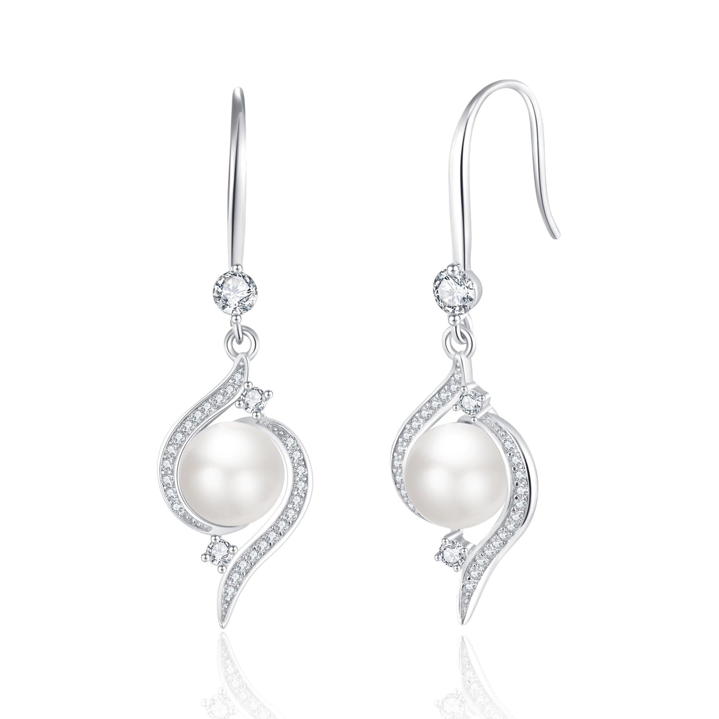 SUNFEEL Pearl Earrings for Women Trendy 925 Sterling Silver 14K Gold Plated Earring Hypoallergenic Pearl Drop Earrings Dangle Earrings Jewelry Gifts for Wife Girlfriend Bridesmaids Bridal Prom Wedding