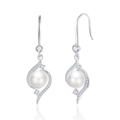 SUNFEEL Pearl Earrings for Women Trendy 925 Sterling Silver 14K Gold Plated Earring Hypoallergenic Pearl Drop Earrings Dangle Earrings Jewelry Gifts for Wife Girlfriend Bridesmaids Bridal Prom Wedding