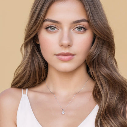 SUNFEEL Sterling Silver Necklaces 2 Carats Cubic Zirconia Necklace Dainty Jewelry Gifts for Mom Wife Girlfriend Bridal for Prom Wedding Anniversary Birthday