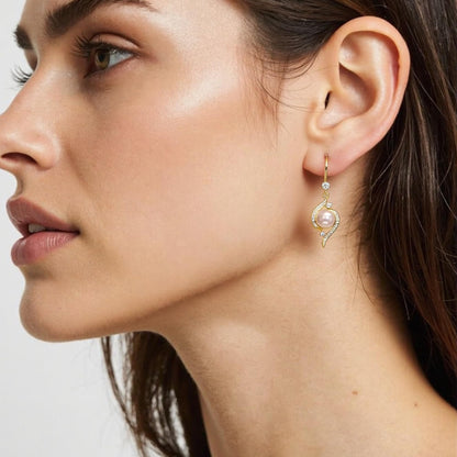 SUNFEEL Pearl Earrings for Women Trendy 925 Sterling Silver 14K Gold Plated Earring Hypoallergenic Pearl Drop Earrings Dangle Earrings Jewelry Gifts for Wife Girlfriend Bridesmaids Bridal Prom Wedding