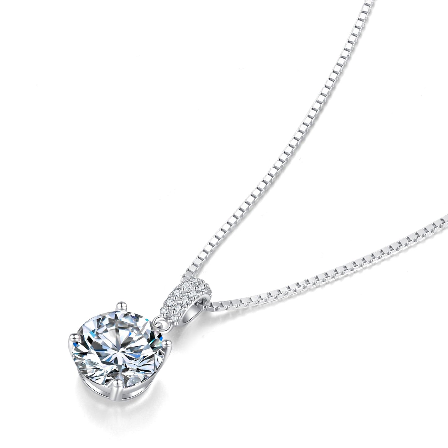 SUNFEEL Sterling Silver Necklaces 2 Carats Cubic Zirconia Necklace Dainty Jewelry Gifts for Mom Wife Girlfriend Bridal for Prom Wedding Anniversary Birthday