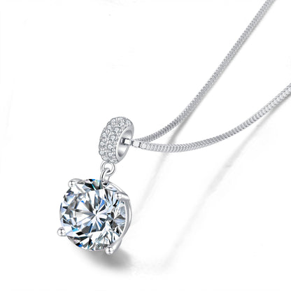 SUNFEEL Sterling Silver Necklaces 2 Carats Cubic Zirconia Necklace Dainty Jewelry Gifts for Mom Wife Girlfriend Bridal for Prom Wedding Anniversary Birthday