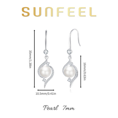 SUNFEEL Pearl Earrings for Women Trendy 925 Sterling Silver 14K Gold Plated Earring Hypoallergenic Pearl Drop Earrings Dangle Earrings Jewelry Gifts for Wife Girlfriend Bridesmaids Bridal Prom Wedding