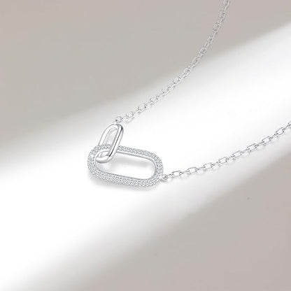 SUNFEEL 925 Sterling Silver 14K Gold Plated Pendant Necklace for Women, Dainty Interlocking Paperclip Necklaces Cubic Zirconia for Mom Wife Girlfriend Bridal Jewelry Gift for Prom Birthday Anniversary