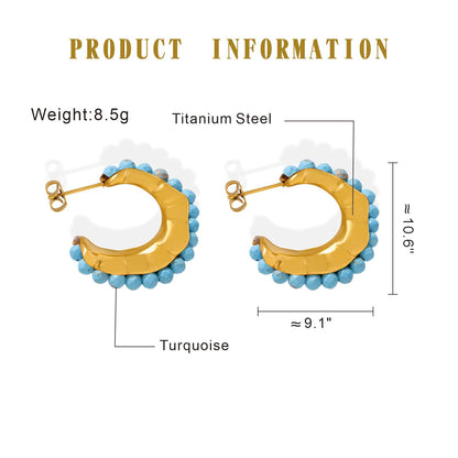 SUNFEEL Beaded Hoop Earrings 14K Gold Colorful Bead Earrings Chic Dangle Earrings Wedding Birthday Jewelry for Women